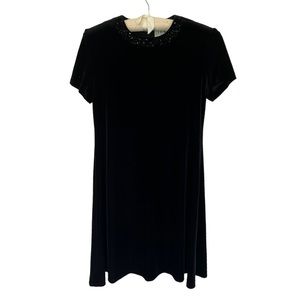 Vintage 90s Black Velvet Short Sleeved Cocktail Dress size M​